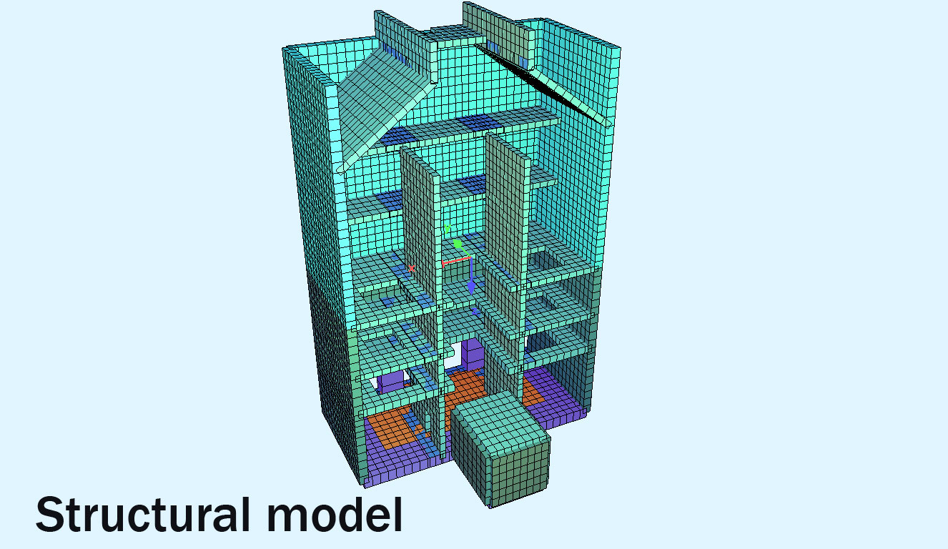 East blast shaft structural model building