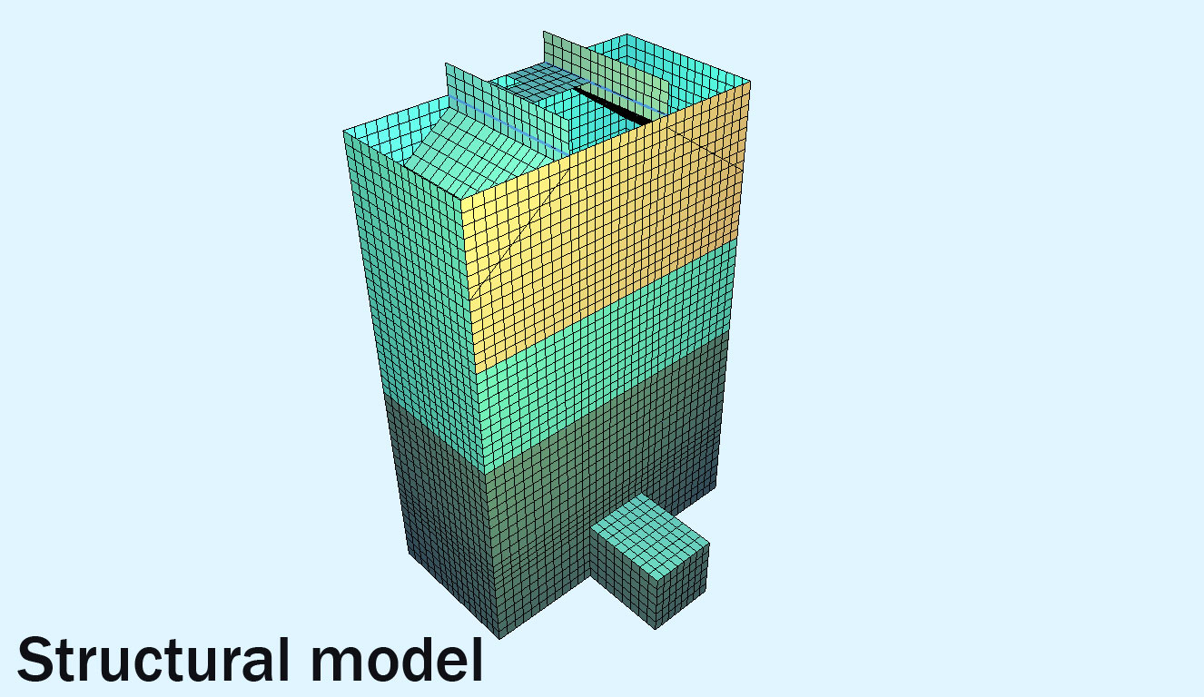 structural model of east blast shaft building