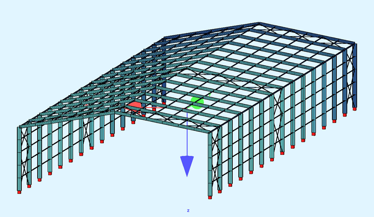 structural model of steel storage building